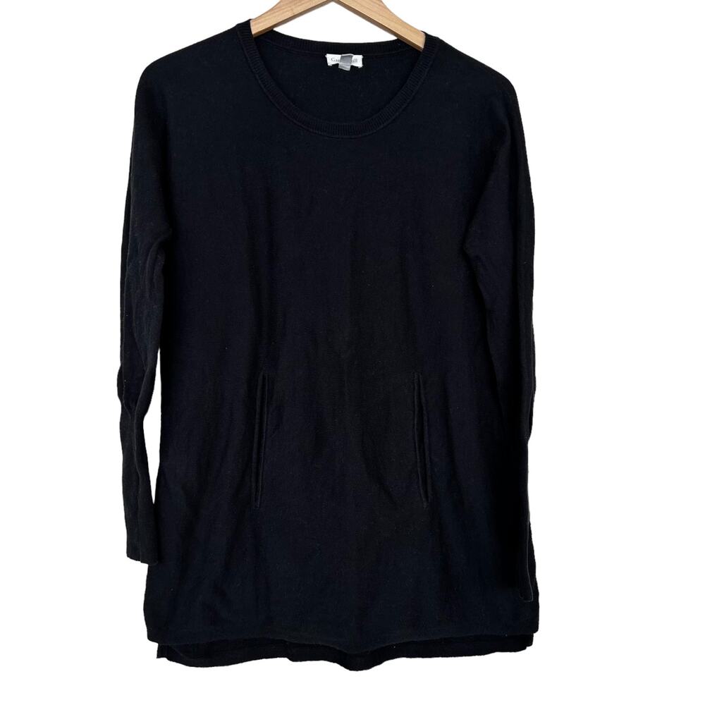 Garnet Hill Black Organic Cotton Long Sleeve Shirt Sz XS